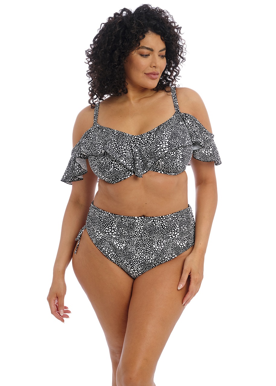 Bikini Top mit Rüschen Pebble Cove in Schwarz von ELOMI Swim ES801106 Kombi Vorderansicht