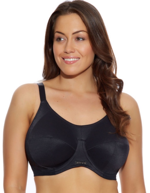 Sport BH mit Bügel, Energise, Schwarz, von ELOMI Lingerie, Vorderansicht