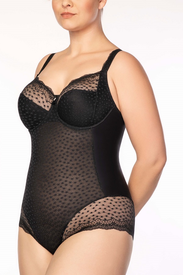 Body mit Bügel Josy in Schwarz von Ulla Lingerie fèminine 6773 Vorderansicht