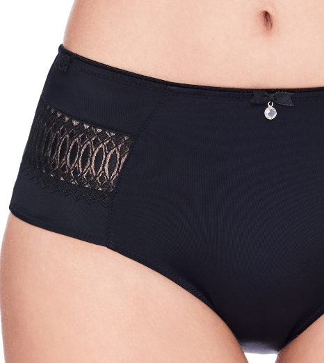 Taillenslip, Santorin in Schwarz von Susa Lingerie, 668, Detail, Vorderansicht