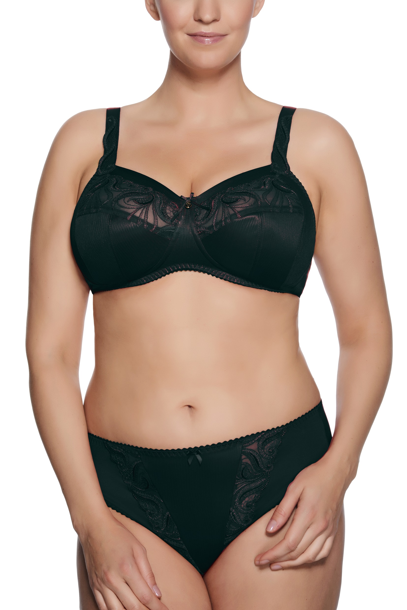 BH ohne Bügel mit Blende, Carmen, Schwarz, Kombination, Vorderansicht