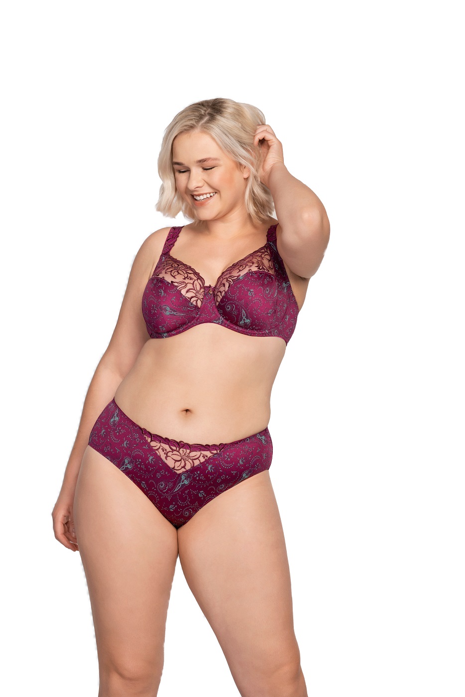 BH mit Bügel, Zoe in Berry von ULLA Dessous 4125 Kombination Vorderansicht