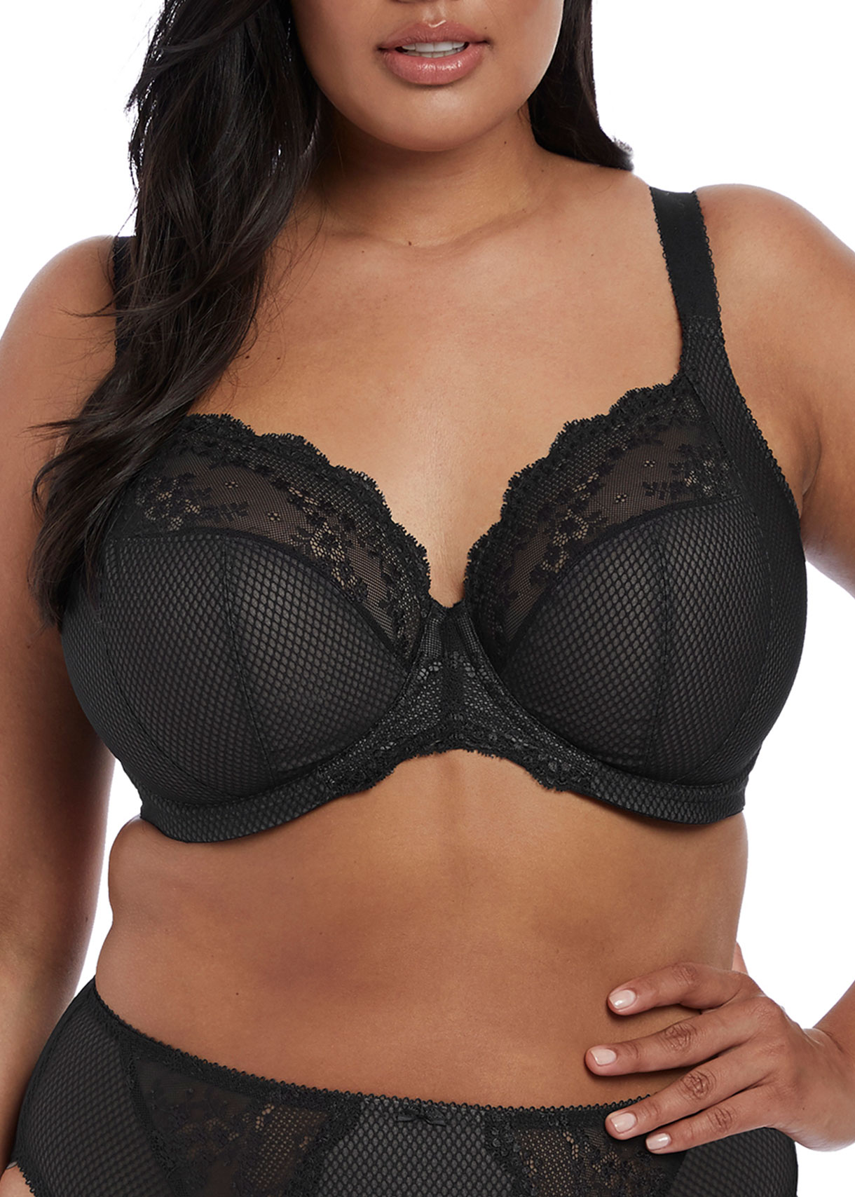 Plunge Stretch BH mit Bügel Charley in Schwarz von ELOMI Lingerie EL4382 Vorderansicht