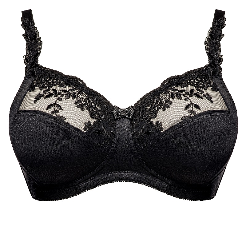 Ella, Schwarz, BH ohne Bügel von ULLA Dessous, Cut Off, Vorderansicht