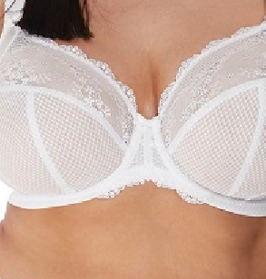 Plunge Stretch BH mit Bügel Charley in Weiß von ELOMI Lingerie EL4382 Ausschnitt