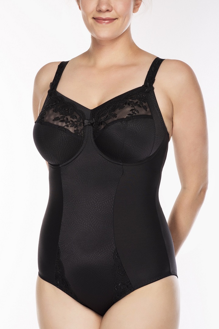 Body mit Bügel und Blende, Schwarz, von ULLA Dessous, 3675, Vorderansicht