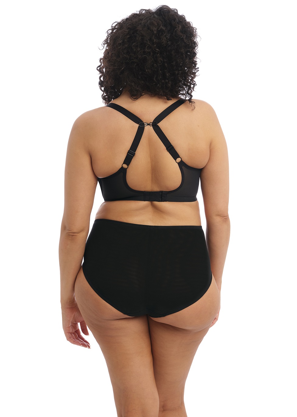 Breiter Slip "Brianna" in "Schwarz" von Elomi EL8085 + Halbschalen BH Rückseite Racerback