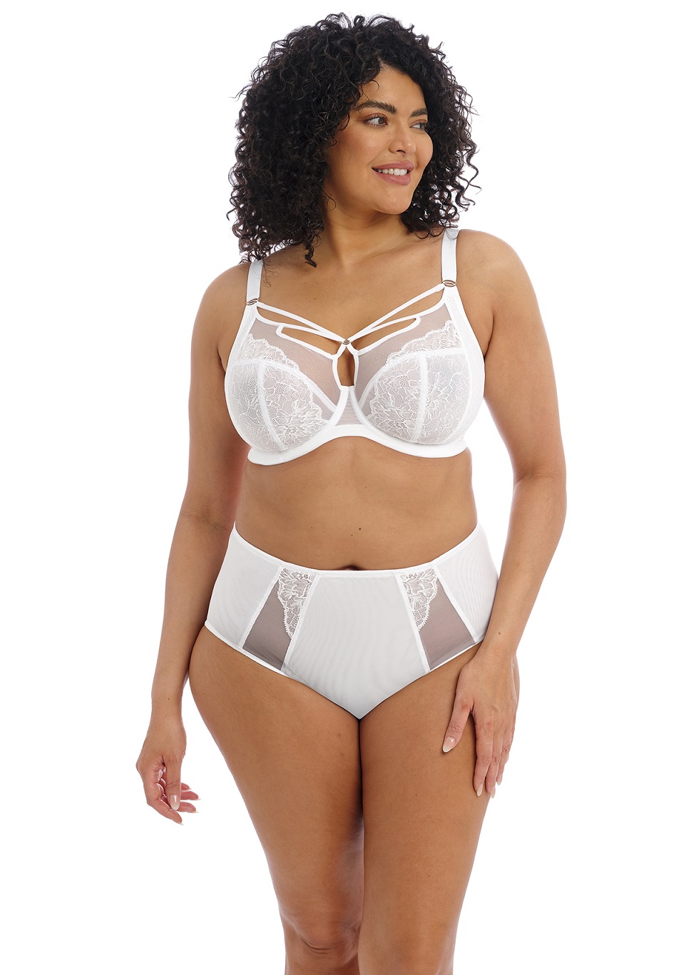 Breiter Slip "Brianna" in "Weiß" von Elomi EL8085 + Plunge BH Vorderseite