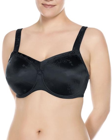 Viola, Schwarz, BH mit Bügel und Blende von ULLA Dessous, Vorderansicht