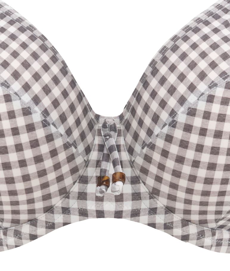 Bikini Plunge BHmit Bügel Checkmate in Grey Marl von ELOMI-ES800302 Cut Out Detail Vorderansicht