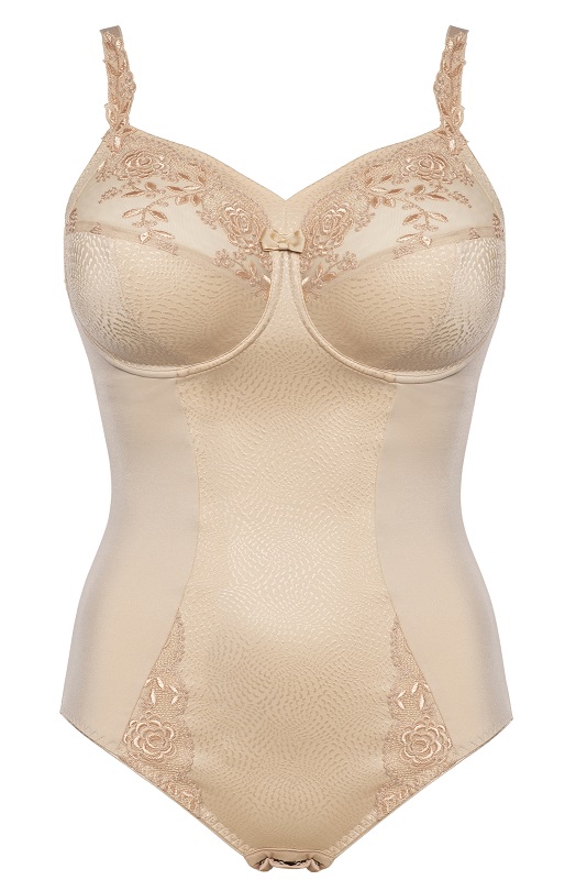 Body mit Bügel und Blende, Ella in Biskuit von ULLA Dessous, 3675, Cut Out, Vorderansicht