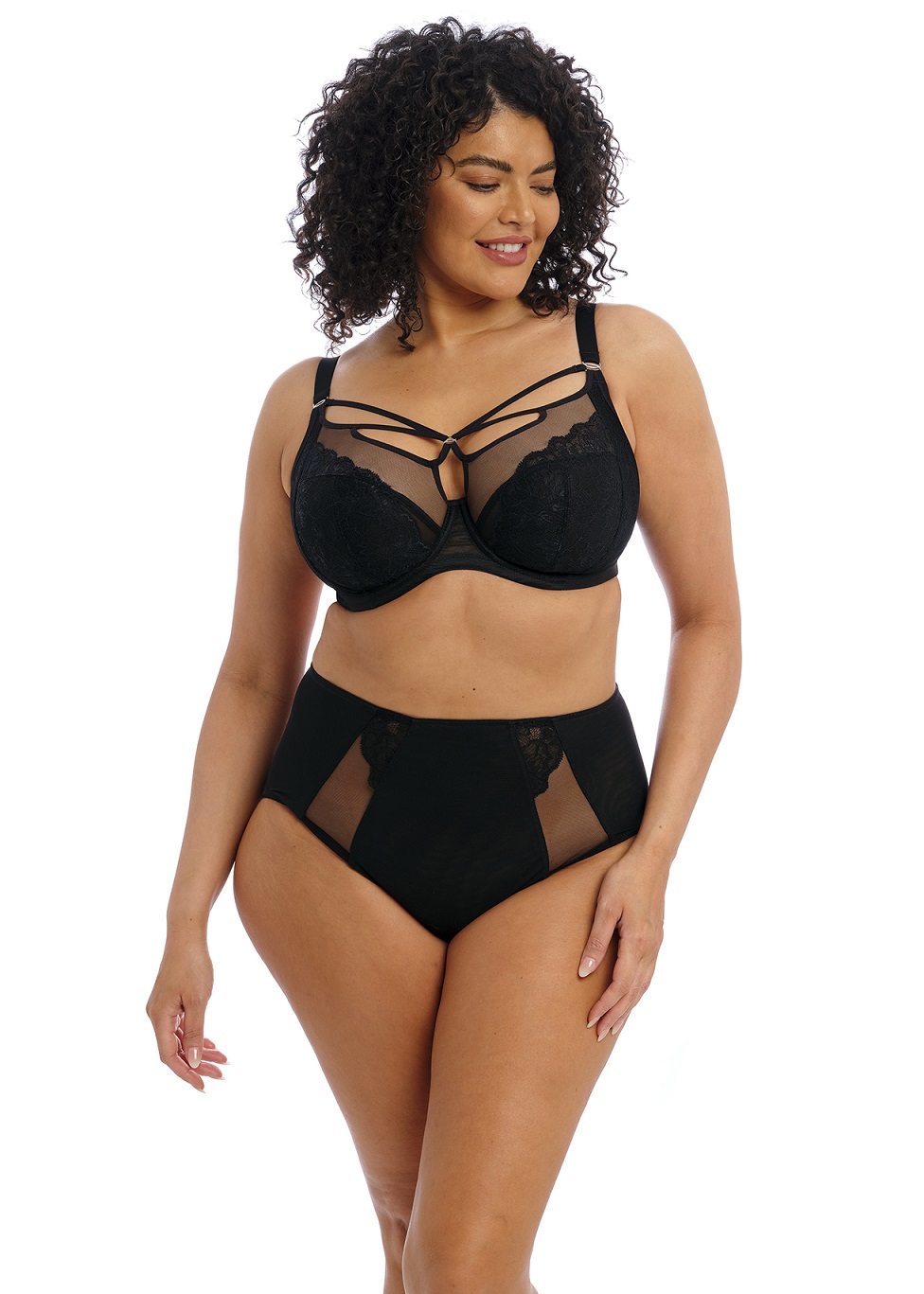 Breiter Slip "Brianna" in "Schwarz" von Elomi EL8085 + Plunge BH Vorderseite