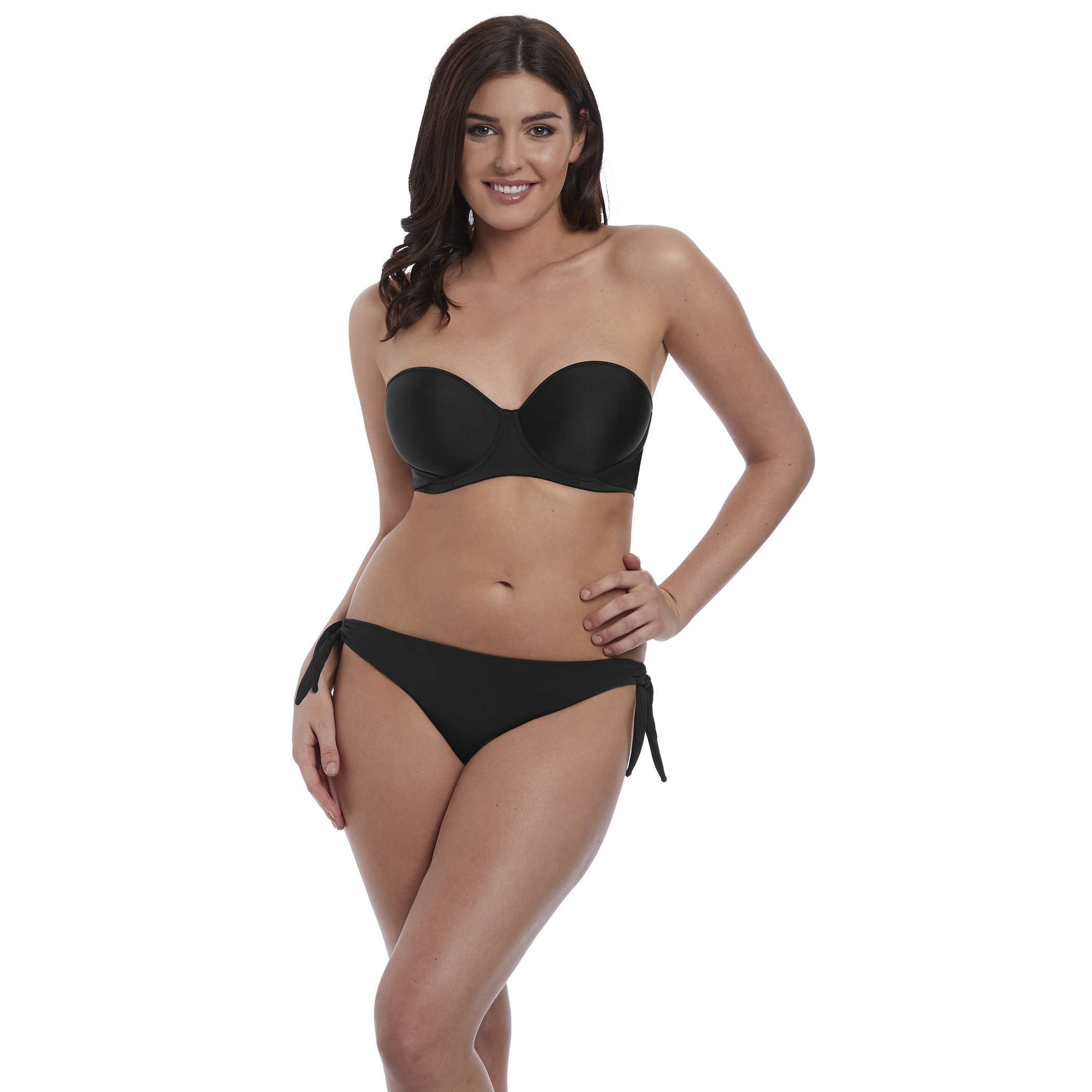 Deco Swim, Schwarz, Slip mit Bändern von FREYA, Kombination, Vorderansicht