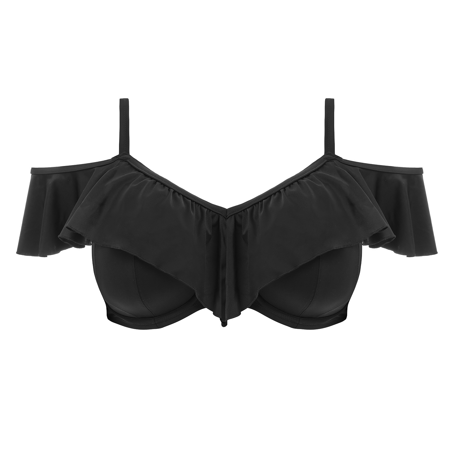 Bikini Top mit Bügel und Rüschen Plain Sailing in Schwarz von ELOMI Swim ES7283 Cut Out