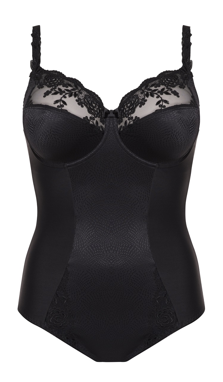 Body mit Bügel, Ella, Schwarz, von ULLA Dessous, 3673, Cut Out, Vorderansicht