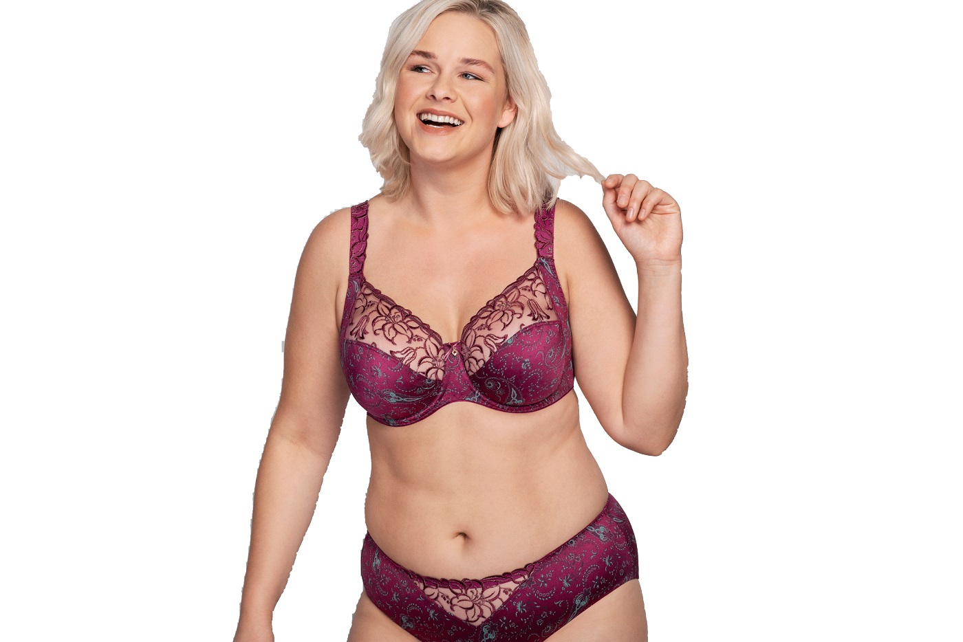 BH mit Bügel, Zoe in Berry von ULLA Dessous 4125 Kombination Vorderansicht
