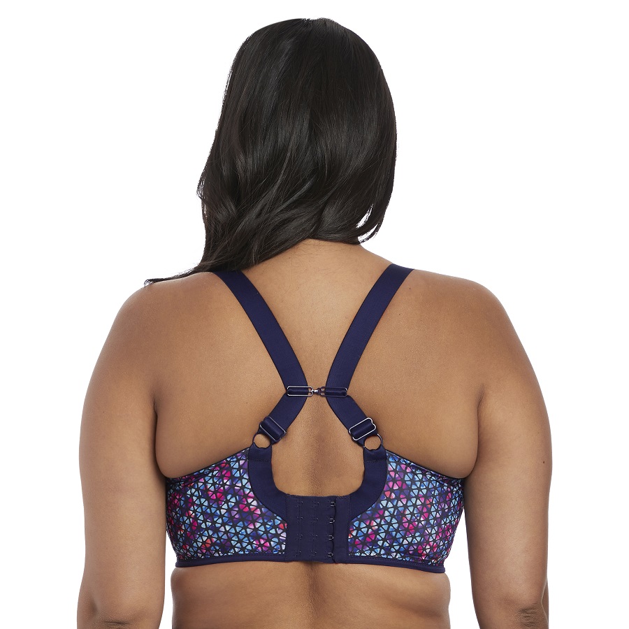 Sport BH mit Bügel, Energise, Navy Geo, von ELOMI Lingerie, EL8042, Racerback, Rückansic