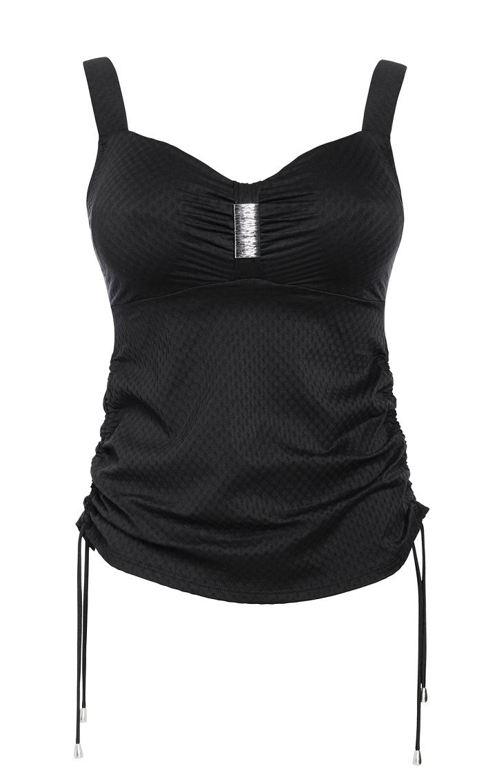 Tankini St.Tropez in Schwarz von Ulla Dessous 9190 Cut Out gerafft Vorderansic